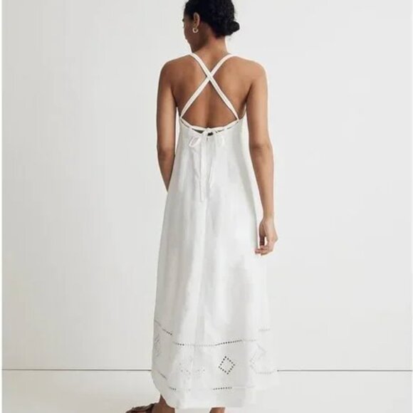 NEW WITH TAGS Madewell Embroidered Eyelet Tie-Back Cami Midi Dress Size 0 - Picture 2 of 3